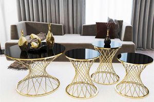 Sona Nesting Table Set, Black & Gold