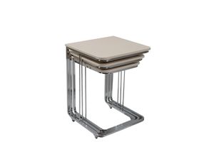 Vegas Bijzettafel Set, 3-Dlg?, Wit, Nikkel