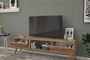 Houten TV-Meubel met Houten Poten, 160 cm, Pijnboom