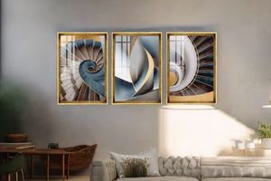 Sada plakátů ve zlatém rámu Modern Abstract Shapes 4, 33x48 cm