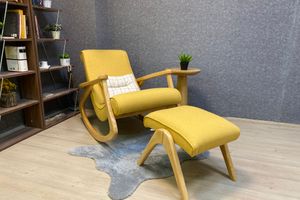 Asien Schommelstoel, Asgrauw, Geel en Natuurlijke Kleur