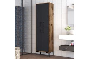 Berlin Bathroom Cabinet, Walnut & Anthracite