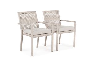Leros 2 Piece Outdoor Dining Chair Set, Cream