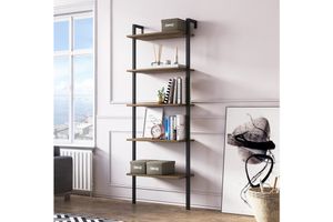 Magliana Ladder Bookcase, 66 cm, Dark Wood & Black
