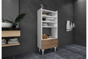 Zenna Bathroom Cabinet, White & Dark Wood