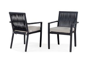 Leros 2 Piece Outdoor Dining Chair Set, Grey
