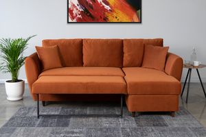 Loto Corner Sofa Bed Right Chaise, Orange