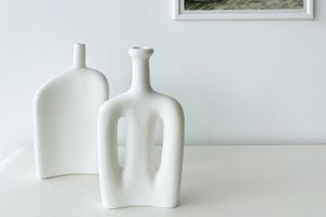 Lotus &Celery Ceramic Vase Set, White