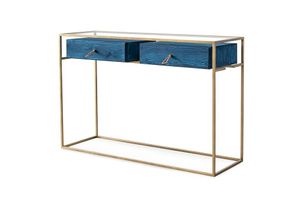 Wychwood Console Table, Blue & Brass
