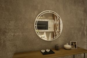 Harmonie Dekorativer Sideboard Spiegel, 70 cm, Weiß & Silber