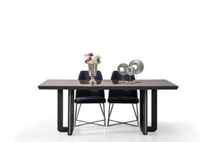 Pars 6-8 Seat Fixed Dining Table, Dark Wood & Grey