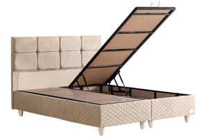 Silber Boxspringbed met Hoofdbord, Creme