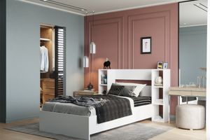 Ingolstadt Single Bed with Bookcase, 90 x 190 cm, White