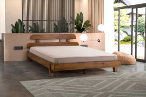 Lotus X Super King Size Bed, 180 x 200 cm, Pine