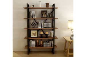 Decorative Metal Bookcase, 180 cm, Walnut