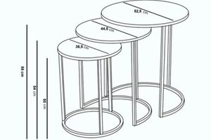 Tubihome Bijzettafelset, Metaal, Zwart Glas