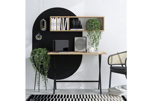 Sera Mod Desk, Light Wood & Black
