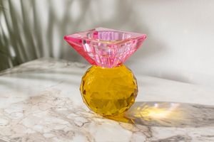 Sadie Candle Holder, Pink and Yellow