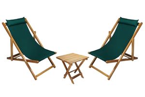 Bysay Folding Lounge Outdoor Chair Set, Green