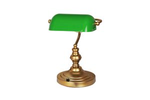 Banker Tischlampe, Grün & Gold