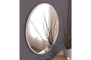 Mone Dekorativer Runder Spiegel, 57 cm, Weiß