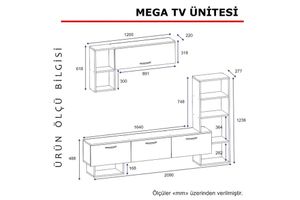 Mega TV-Meubel, Wit en Walnoot