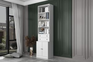 Sianca Bookcase with Drawers, 65 cm, White