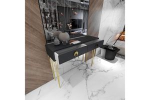 Nysa Consoletafel met 2 Lades, Antraciet & Goud