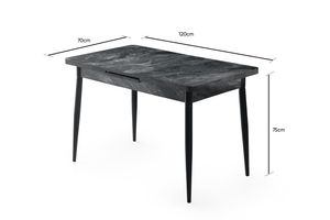 Maand Tafel, Stoel en Bank Set, Grijs & Zwart, 120X70