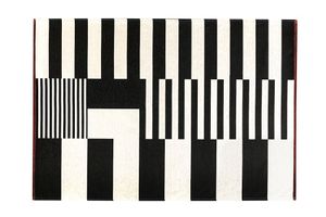 Calisto Abstract Stripe Print Scandinavian Rug, Black & White