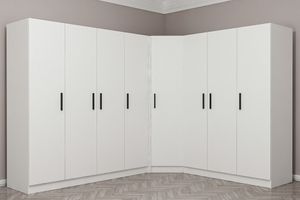 Medway Eckkleiderschrank mit 8 Türen und 4 Schubladen, Weiß