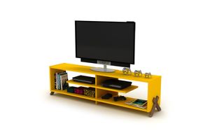Kipp TV Stand, Dark Wood & Yellow, 145 cm