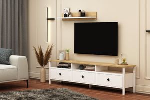 Remy TV Unit & Wall Shelf, 180 cm, White