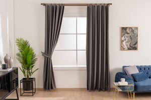 Aster Blackout Curtain Pair, 240 x 250 cm, Grey