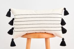 Gordes Cushion Cover, 30 x 50 cm, White & Black