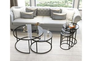 Helvellyn Tokio Couchtisch und Benefico Satztisch-Set, Schwarz