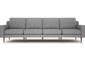 Normod 4-Sitzer Sofa mit Holzbeinen aus Nussbaum, Grau