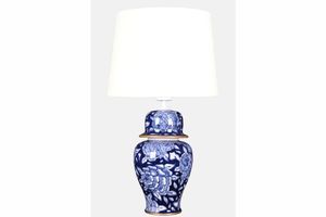 Bleu Blanc Shah Vase Tischlampe, Rose, Weiß