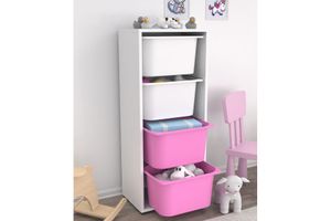 Tobias 4-Tier Children's Toy Storage, Pink & White