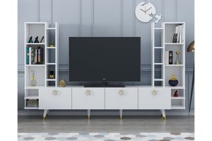Mia Gold TV-Möbel, 223 cm, Weiß