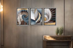 Sada plakátů v inox rámu Modern Abstract Shapes 4, 33x48 cm