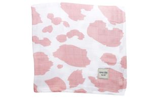 Muslin Rosepard Throw & Blanket, 120x120 cm, White & Pink