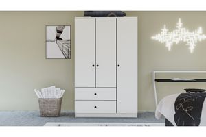 Metalia Spey 3 Door with 2 Drawers Wardrobe, White