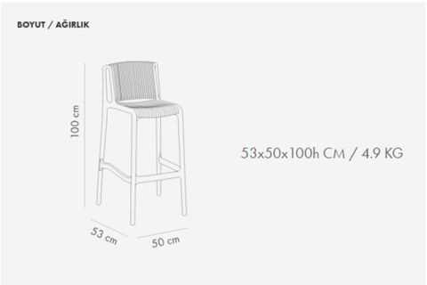 NES BAR SANDALYESİ, BEYAZ, 75 CM