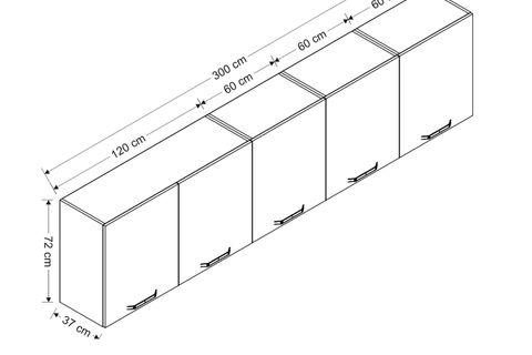 MİNAR 300 CM MUTFAK DOLABI BEYAZ 300-B3-ÜST MODÜL