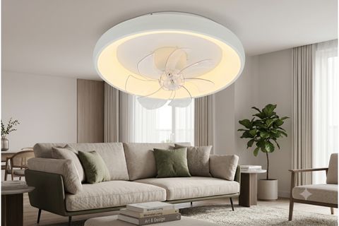 HALOFAN AYDINLATMA VE HAREKETLİ VANTİLATÖR, BEYAZ, 50 CM