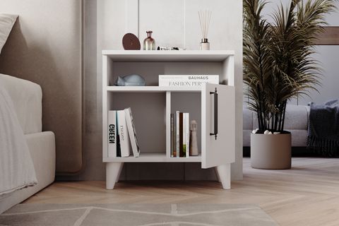 KOMMEN KOMODİN, MAT BEYAZ, 3 BÖLMELİ