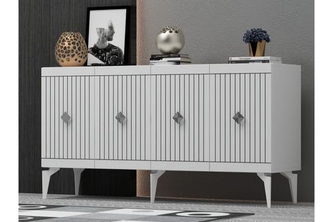 MİDAS KONSOL, BEYAZ GÜMÜŞ, 150 CM