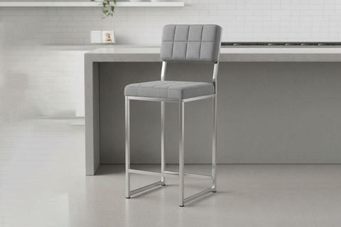 RİVA BAR MUTFAK SANDALYESİ, KROM KAPLAMA AYAKLI, GRİ