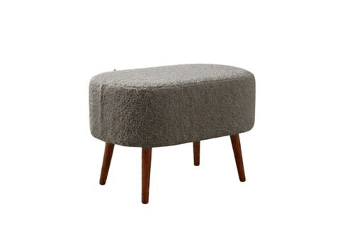 BULUT AHŞAP AYAKLI OVAL PUF,GRİ